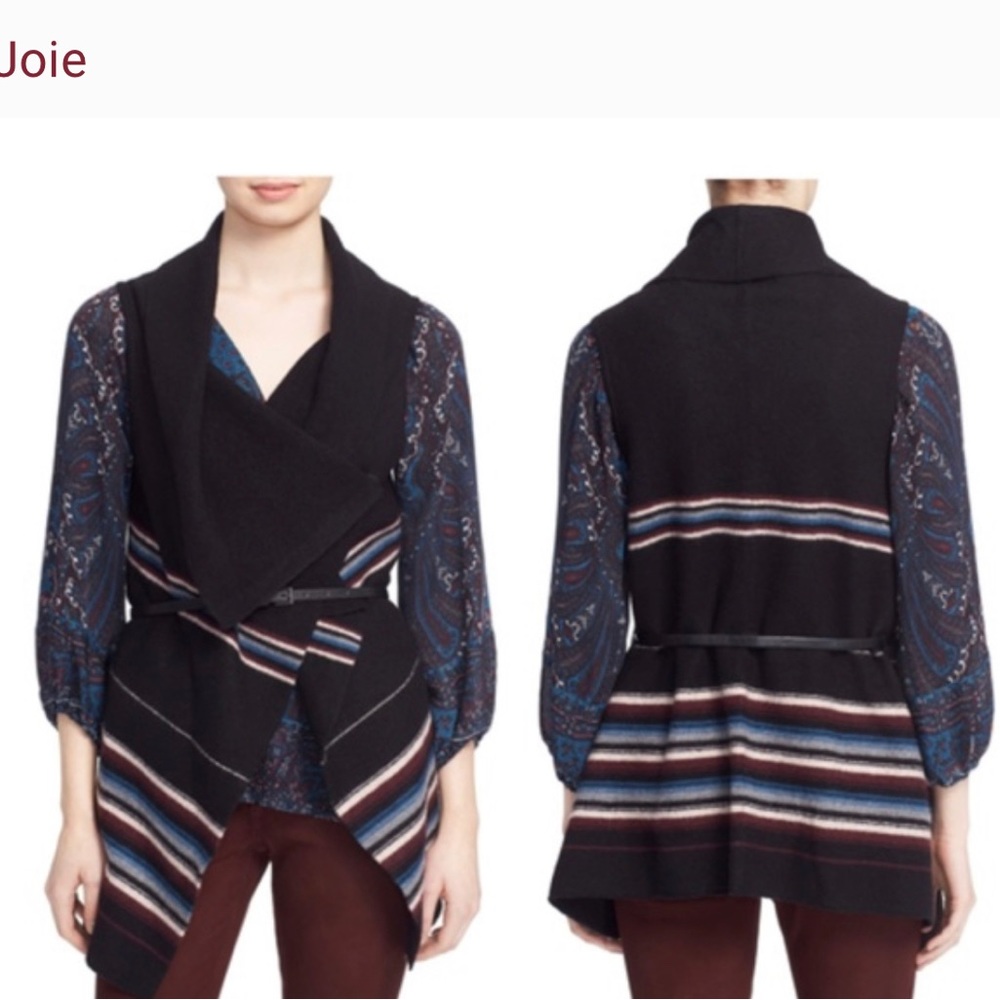 Joie Ligiere B Print Wool Wrap Vest Size S NWOT